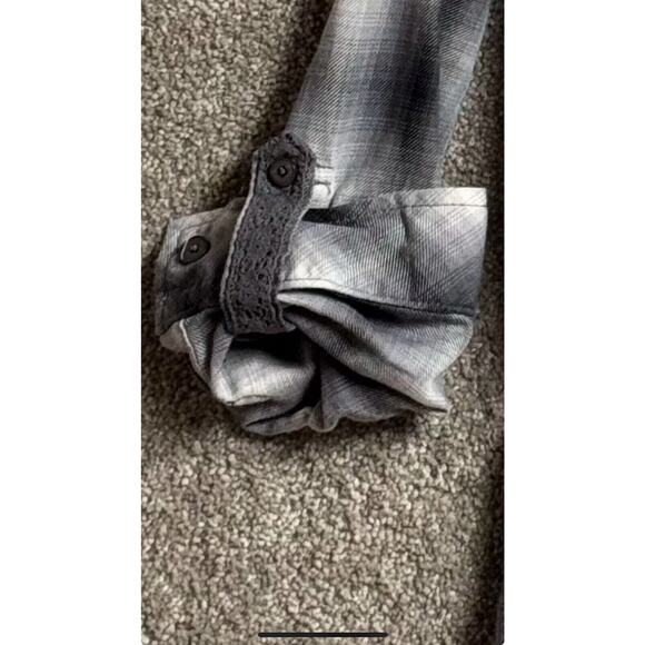 Christopher & Banks Top Womens Medium Plaid Roll-tab Sleeves Cottagecore Coastal - Picture 4 of 11